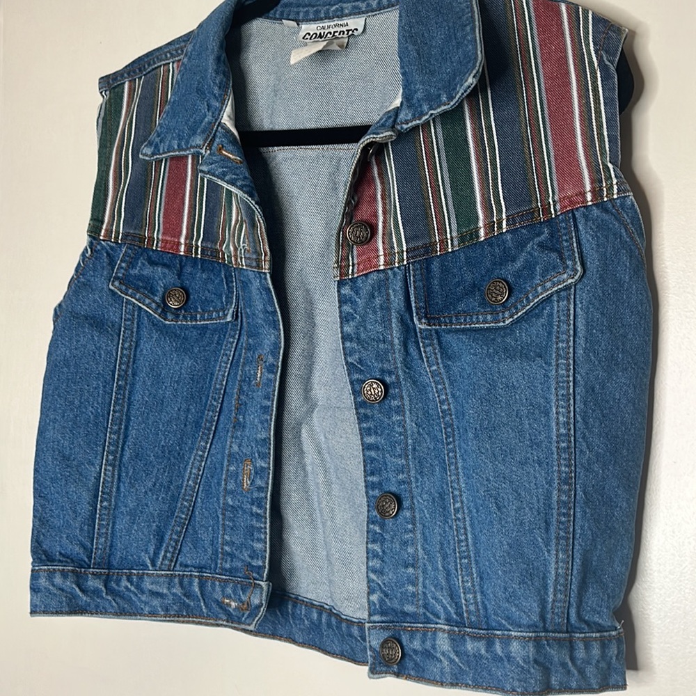 Vintage 90’s California Concepts Denim Jean Cropped Vest - Picture 3 of 6